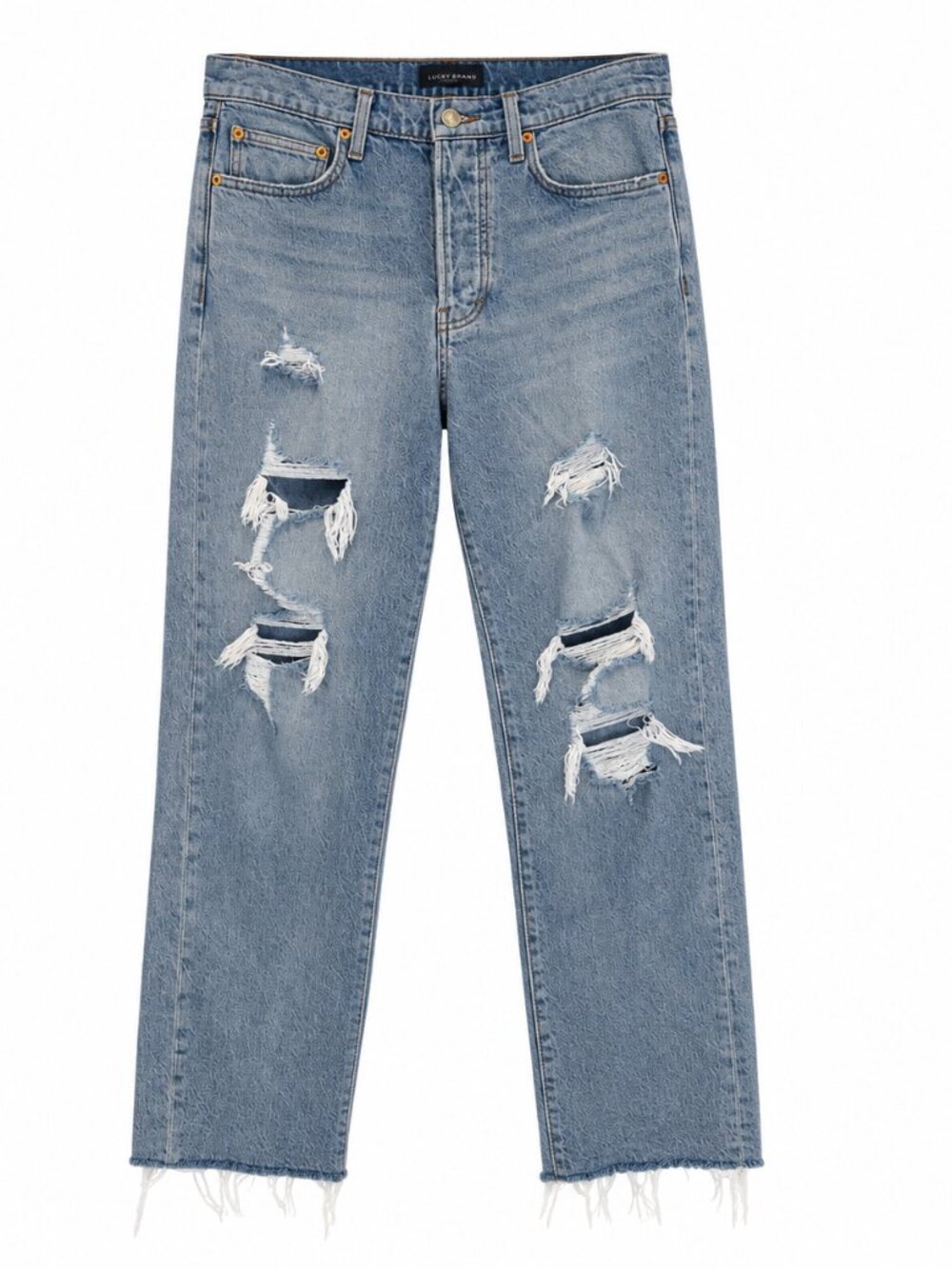 Lucky Brand Distressed Straight Leg Jeans Raw Hem Light Wash | Size 26